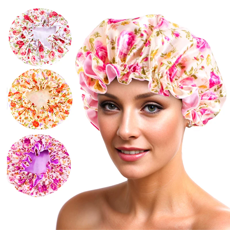 Newly African Pattern Print Bonnet Hijabs Hat Double Layer Satin Turban Women Sleepping Cap Makeup Cap  Lady Head Wrap Hats