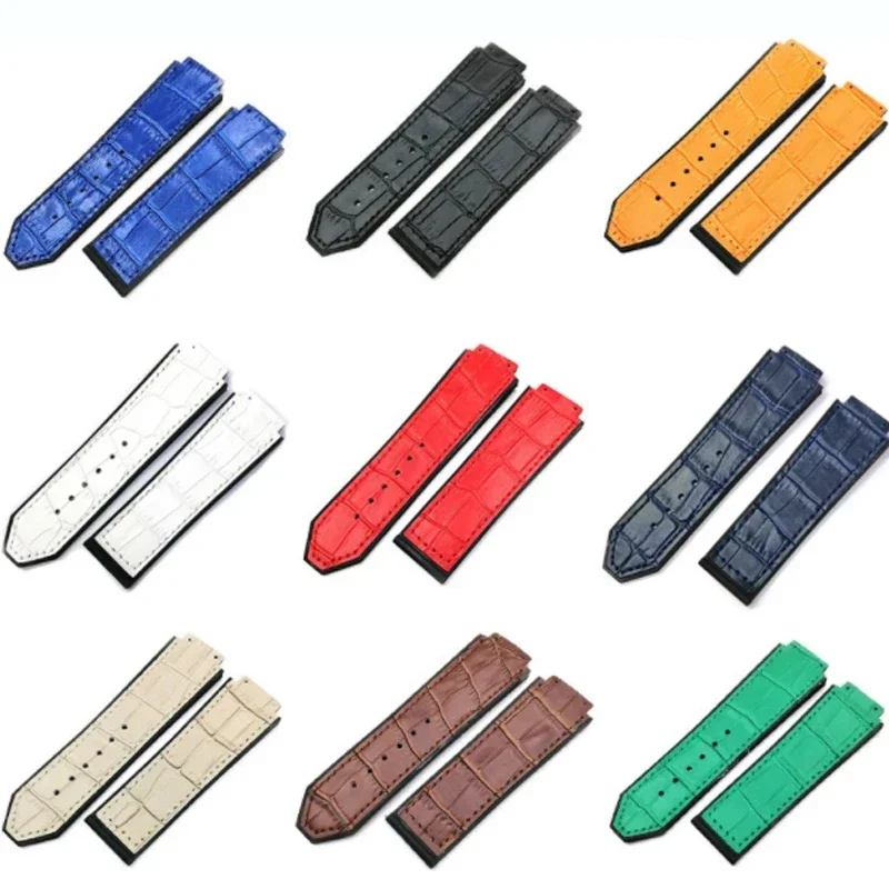 Genuine leather Watch Strap For HUBLOT Big Bang Series Bottom silicone Watch Bracelet Watch accessories 25mm*19mm With tools