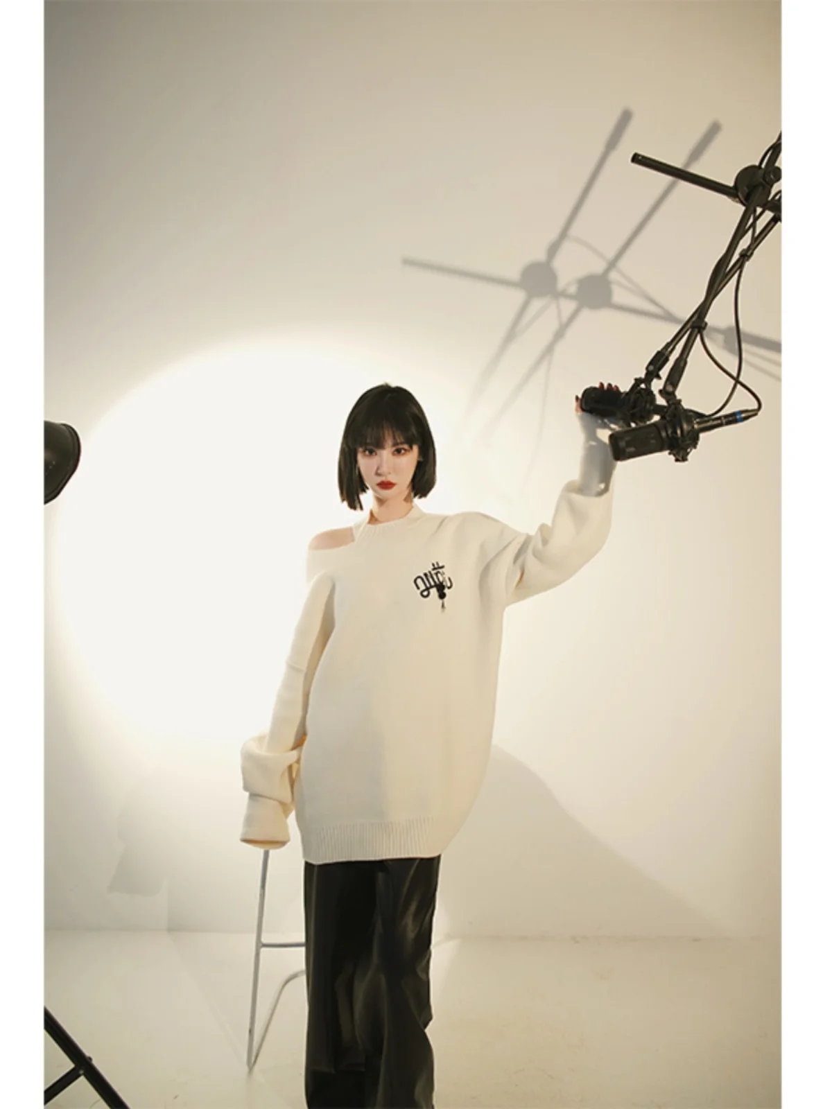 

Женский свитер NANASTORE из серии Capsule, винтажный, свободного кроя, для ношения под одеждой, весенний, из хлопка, с круглым вырезом