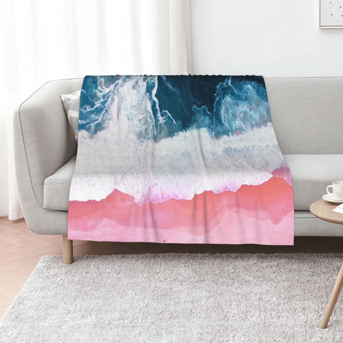 Aerial Beach, Ocean Waves Throw Blanket Flannels Personalized Gift Flannel Giant Sofa Extra Large Throw Blankets