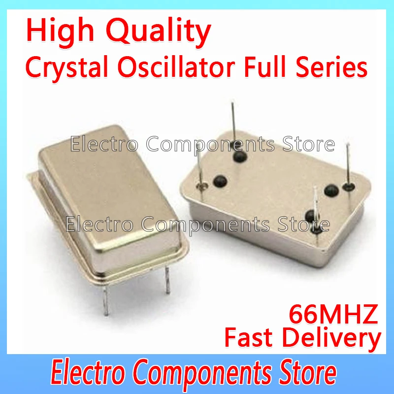 2PCS 66M Crystal Oscillator Throught Hole Active Crystal OSC DIP-4 Rectangular Clock Vibration Full Size 66MHz 4Pin 66.000MHZ