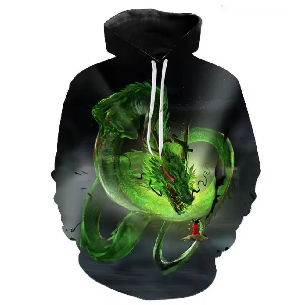 Vintage Dragon Graphic 3D Printed Men\'s Hoodie Harajuku Long Sleeves Oversized Outdoor Pullover Sweatshirt Kids Unisex Clothing