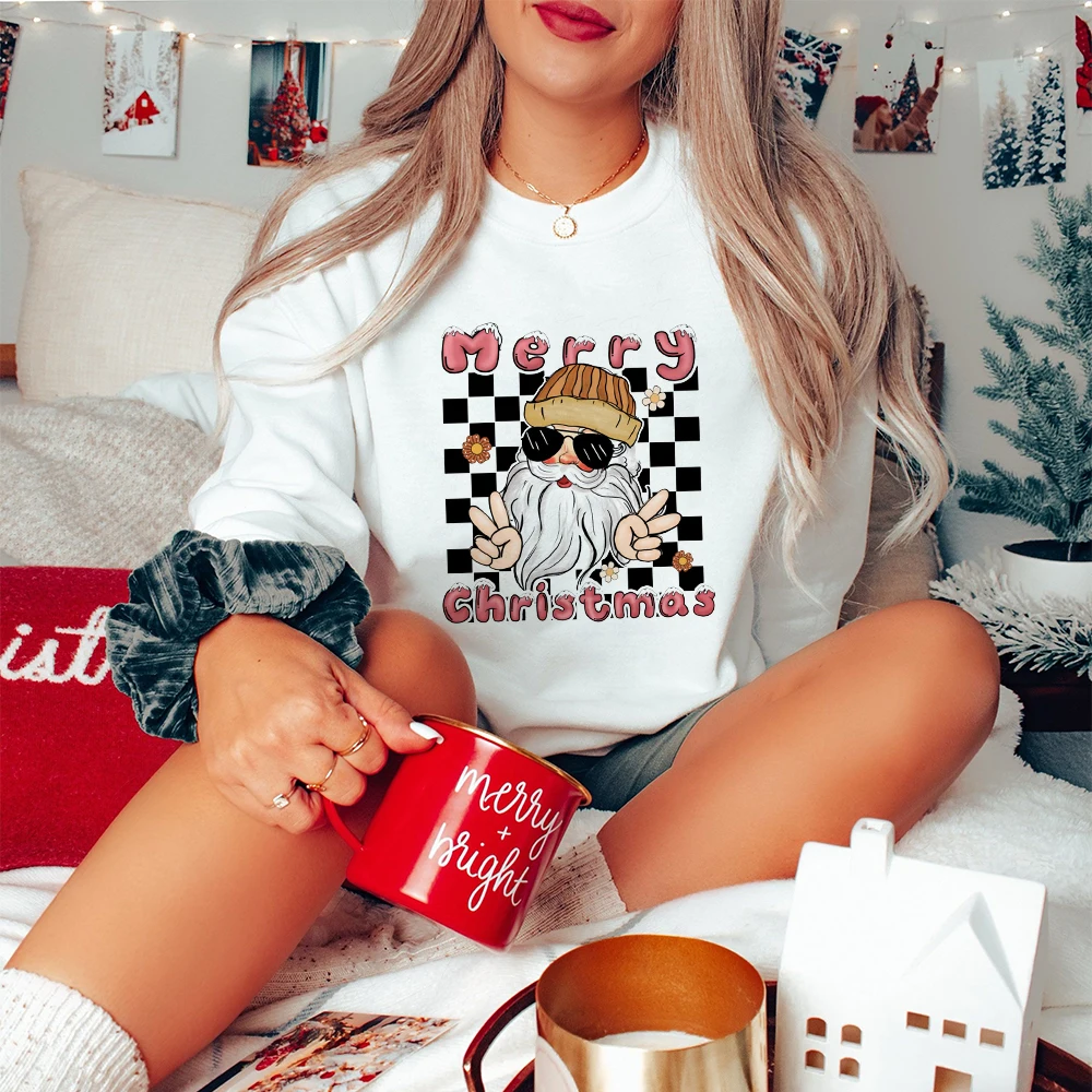 Merry Christmas Santa Santa Claus Sweatshirt Crewneck Hoodie Christmas Shirt for Women Holiday Sweater Women Winter Shirts