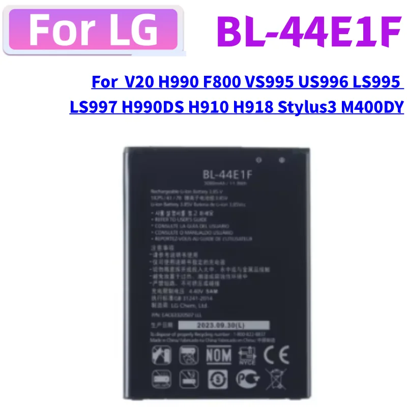 BL-44E1F New Battery 3080mAh Battery For LG V20 H990 F800 VS995 US996 LS995 LS997 H990DS H910 H918 Stylus3  M400DY