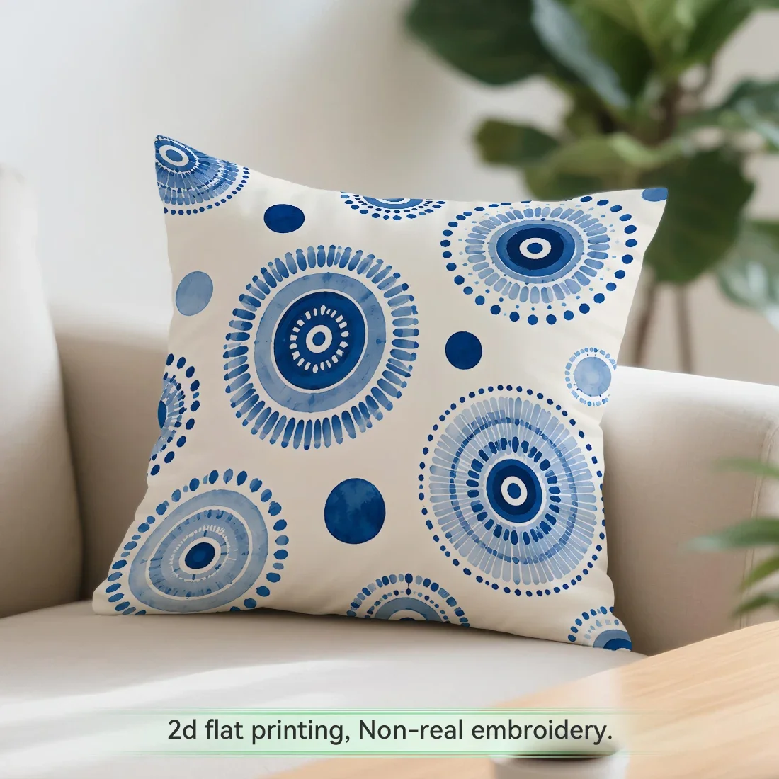 Blue White Porcelain Blue Geometric Cushions Pillowcase Polyester Cushion Cover Throw Pillow Pillowcover Home Car Sofa Decor