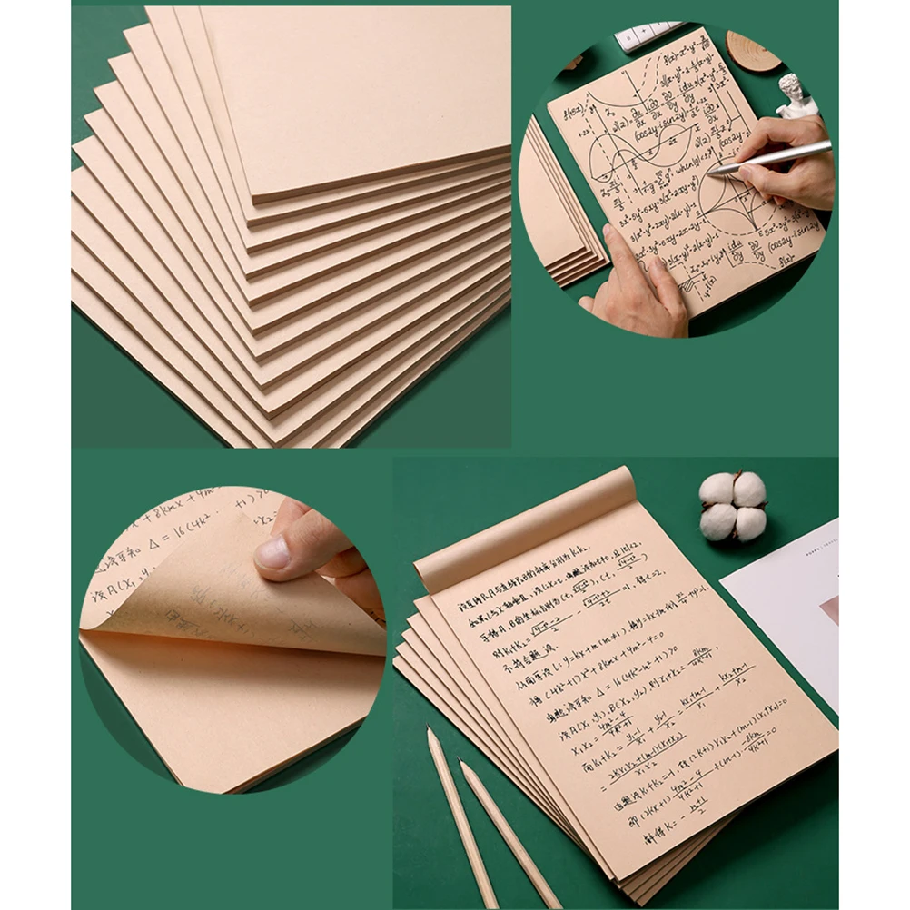 

160 Pcs Retro Eye Protection Draft Book Blank Inner Sketch Writing Calculation Notebook