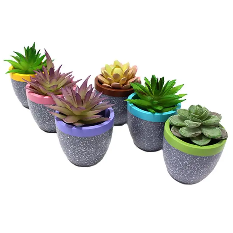 6 Pcs Mini Teenager Resin Lower Pot Cactus Cute Flower Pot Meaty Nursery Girl Flower Pot For Indoor Plants