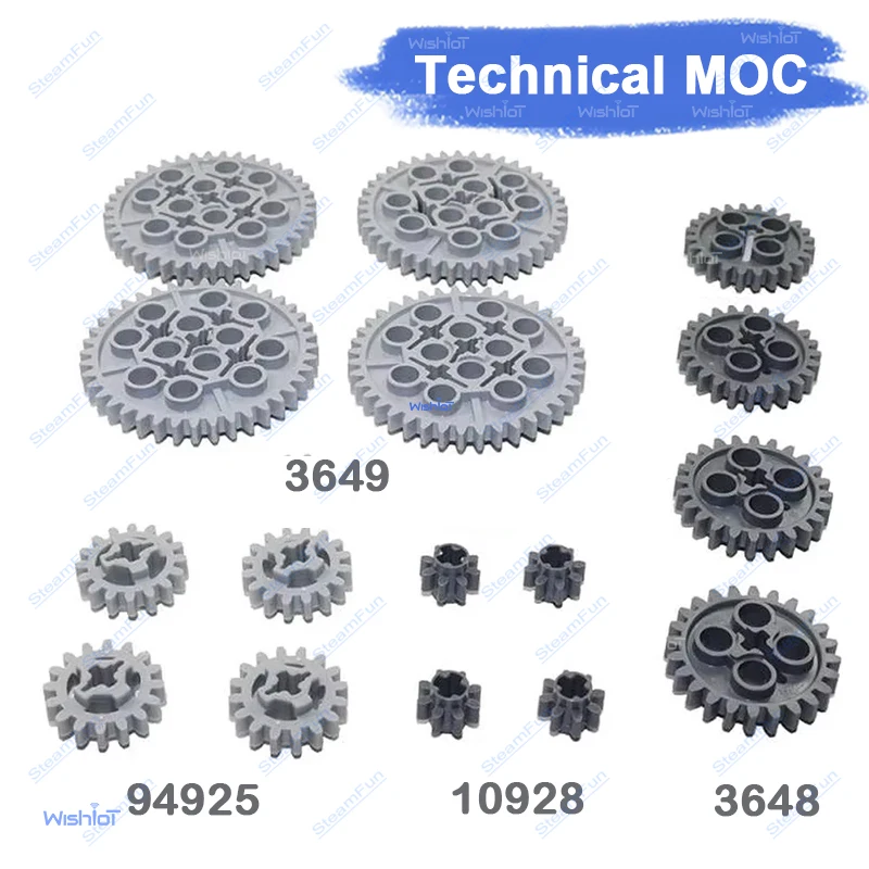 

Technical Gears 8/16/24/40 Tooth MOC Bulk Building Blocks for legoeds Assortment Kit Accessories Toys 10928 94925 3648 3649