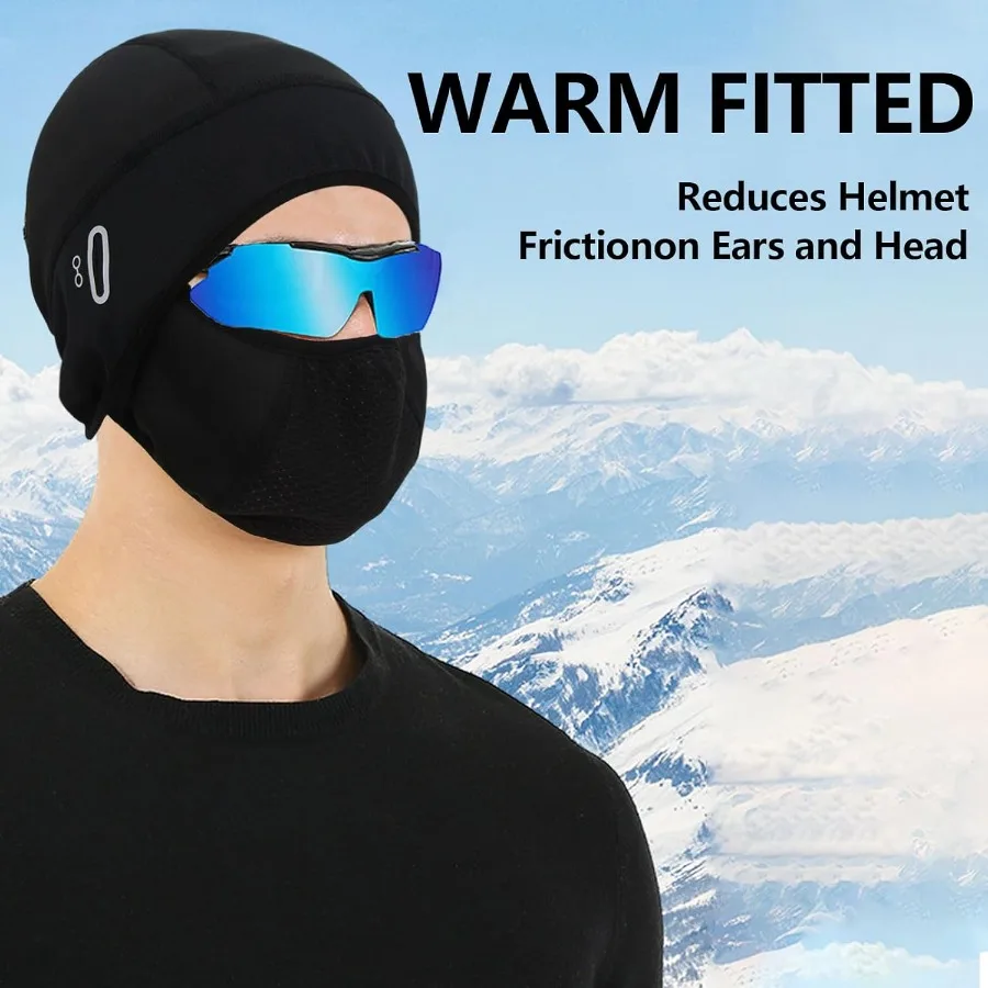 Termiczna czapka pod kask z osłoną twarzy, kominiarka z otworami na okulary do jazdy na rowerze i motocyklu