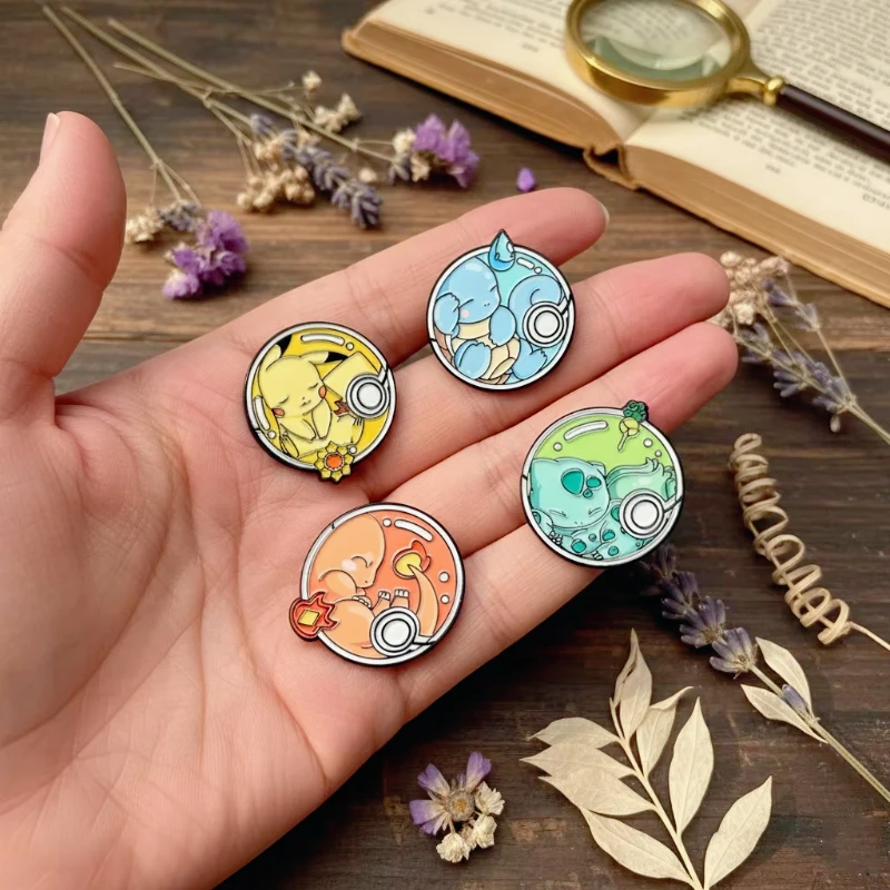 4pcs Set Kawaii Anime Cartoon Enamel Pins Anime Style Metal Brooches Aesthetic Backpack Decor Badges Fan Collectible Accessories