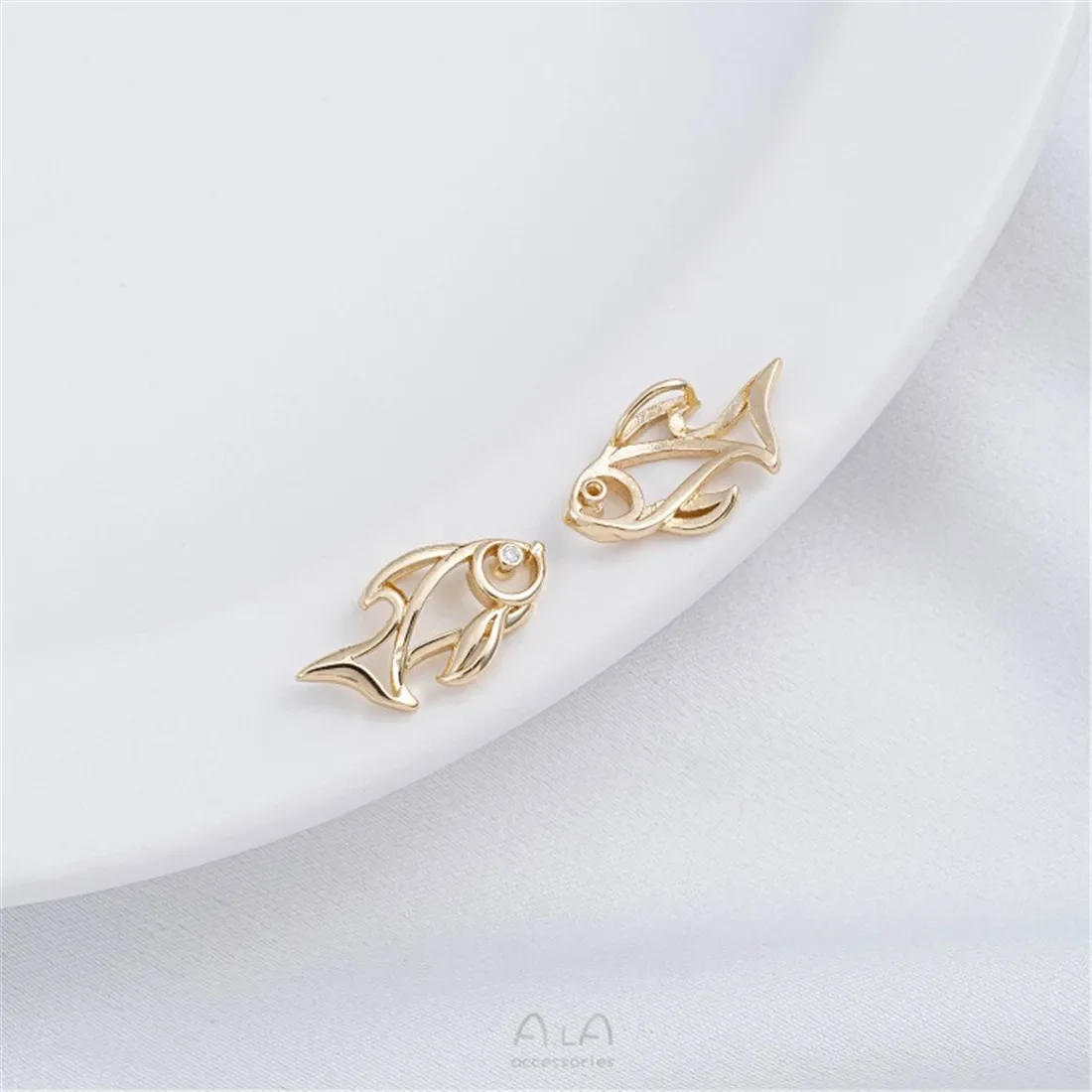 14K الذهب ملفوفة الحياة البحرية دولفين نجم البحر قلادة DIY بها بنفسك اليدوية اللؤلؤ سوار قلادة دلاية مجوهرات D029