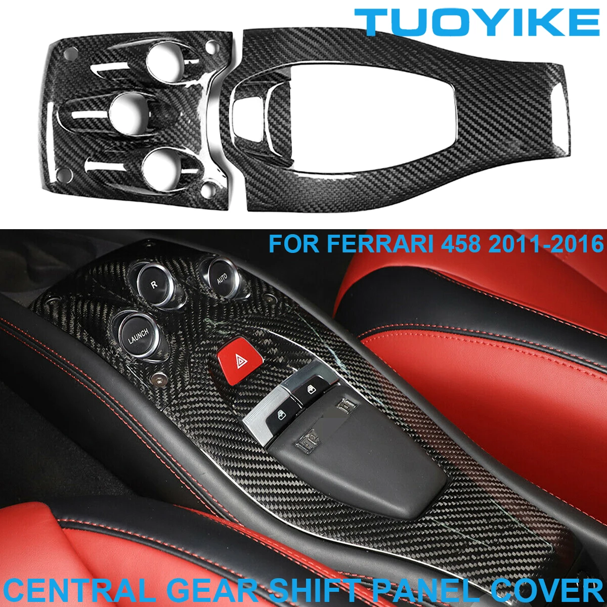 

Car Real Dry Carbon Fiber Interior Central Console Gear Shift Panel Cover Window Lift Switch Trim For Ferrari F458 458 2011-2016