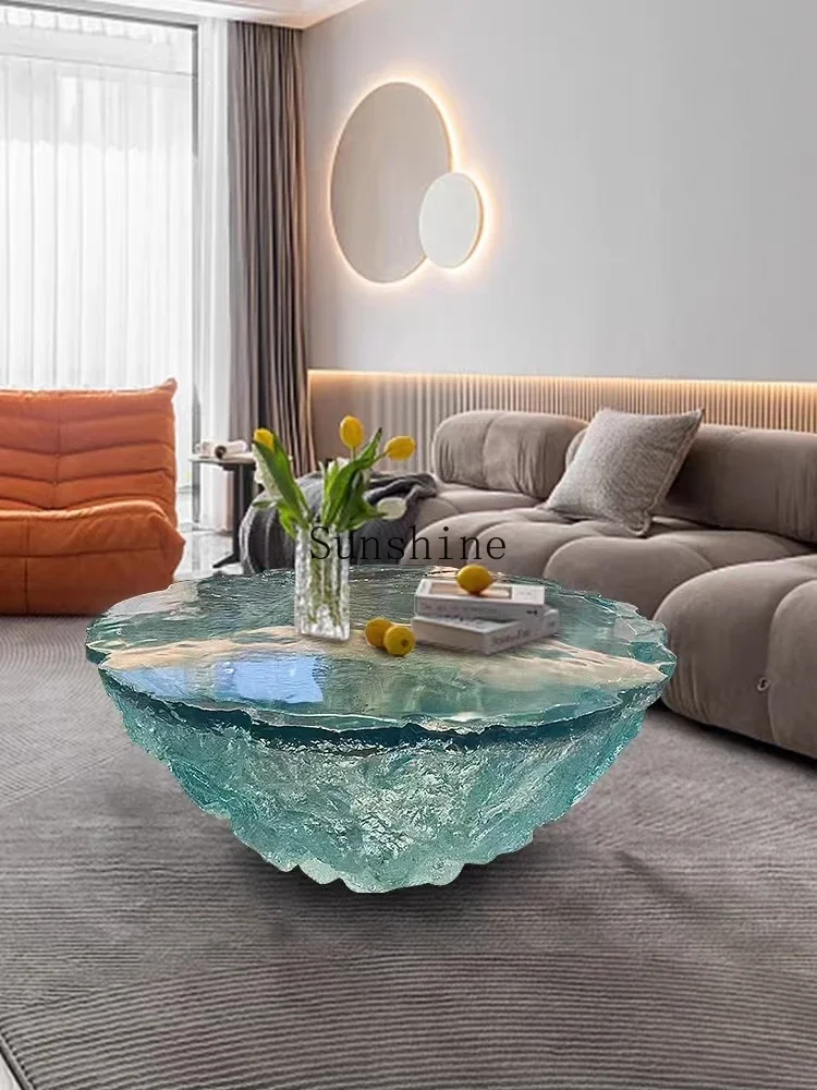 

Living room household blue ocean resin coffee table transparent decoration