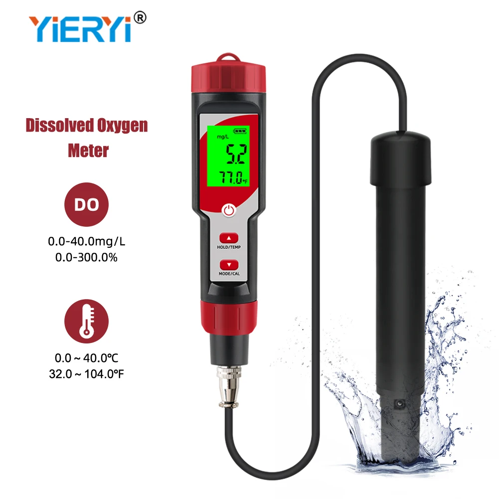 Digital Dissolved Oxygen Meter DO9100S 0,0-40.0 mg/L Dissolved Oxygen Analyzer Oxygen Concentration Tester for Aquaculture