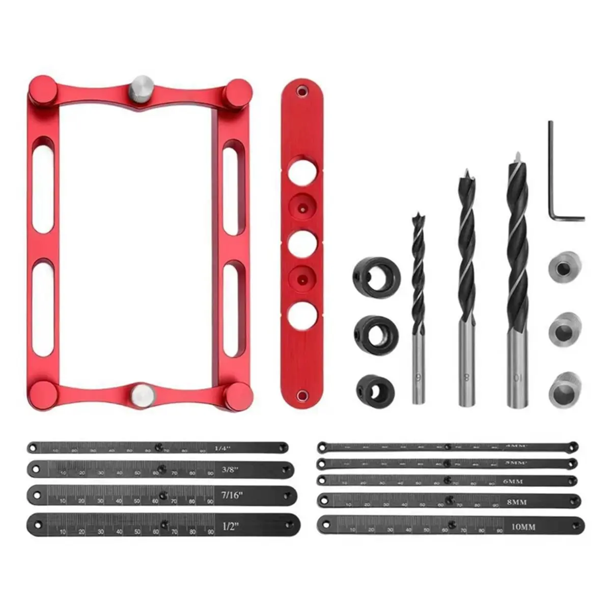 【TODAY-BUY】~@ Woodworking Doweling Jig with Interchangeable Rods, Self-Centering Drill Guide for Precise Joinery
