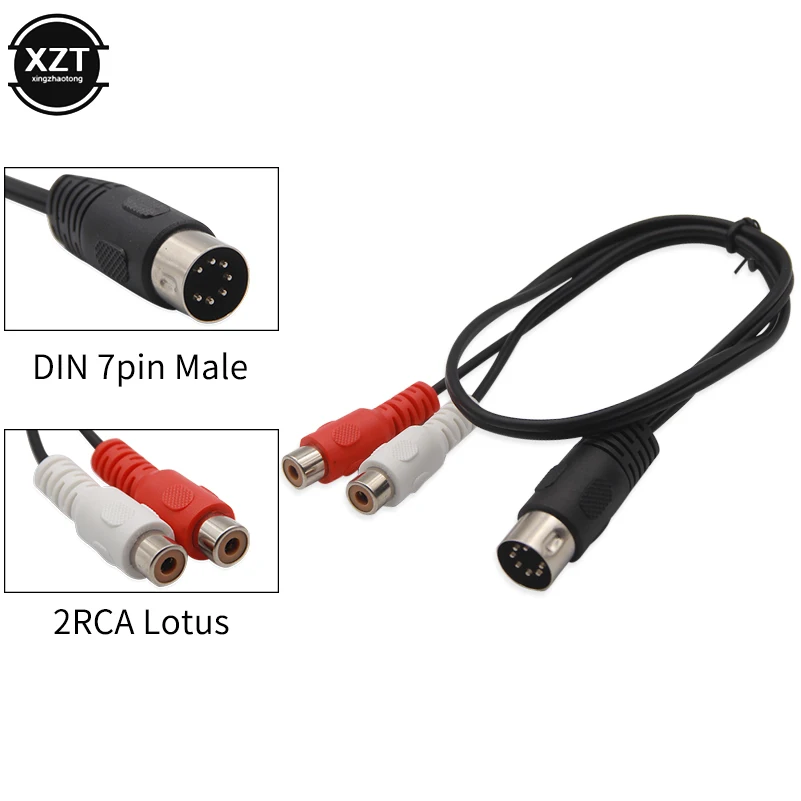 7 Pin DIN Male Public to 2 RCA Lotus Male Plug Old-Fashioned B&O TV Equipment Adapter Cable