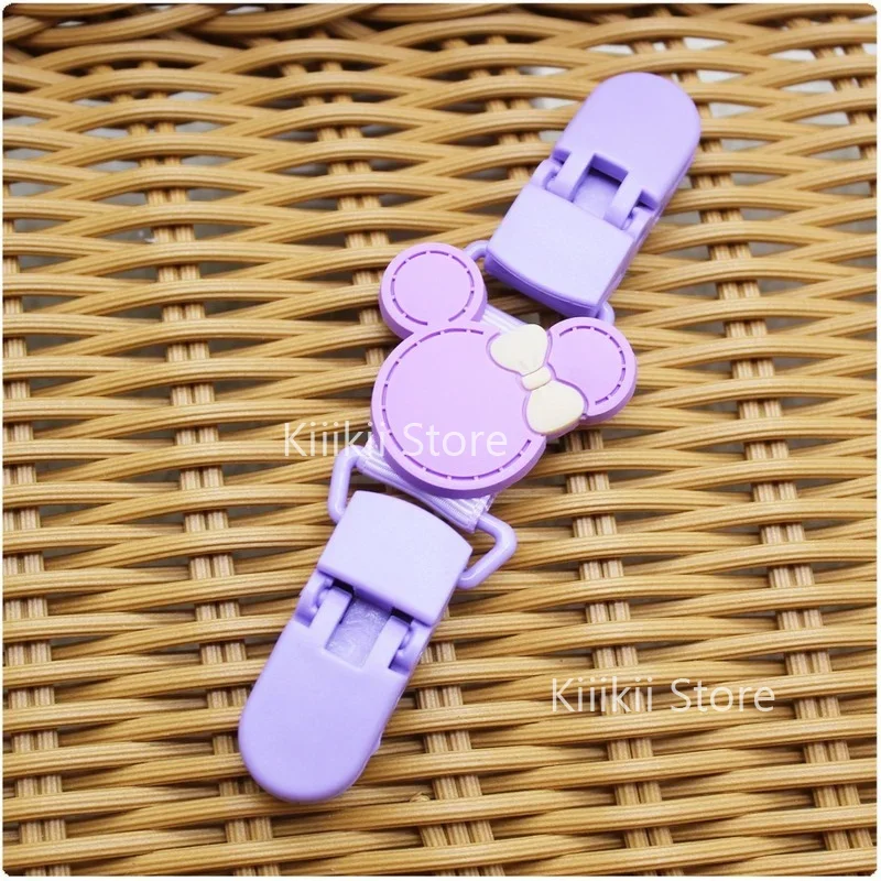 Disney Minnie Baby Handkerchief Clip Cartoon Shape Pacifier Chain Baby Soothing Toy Towel Clip Silicone Double-headed Bib Clip