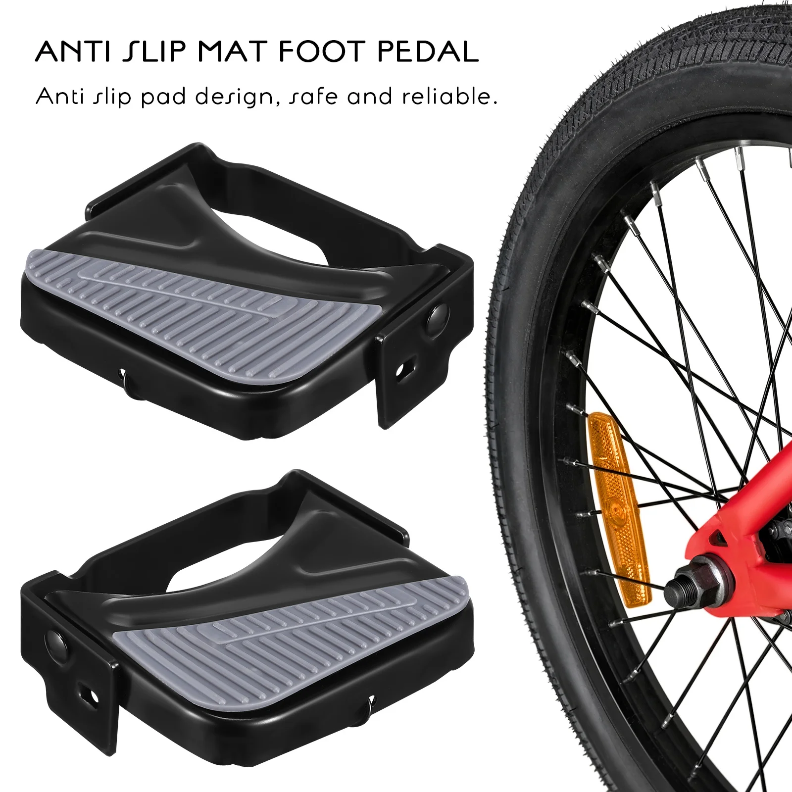1 paire de pédales de vélo antidérapantes, fer robuste, Surface de pied large de remplacement pour vélo de montagne, électromobile, cyclisme en plein air