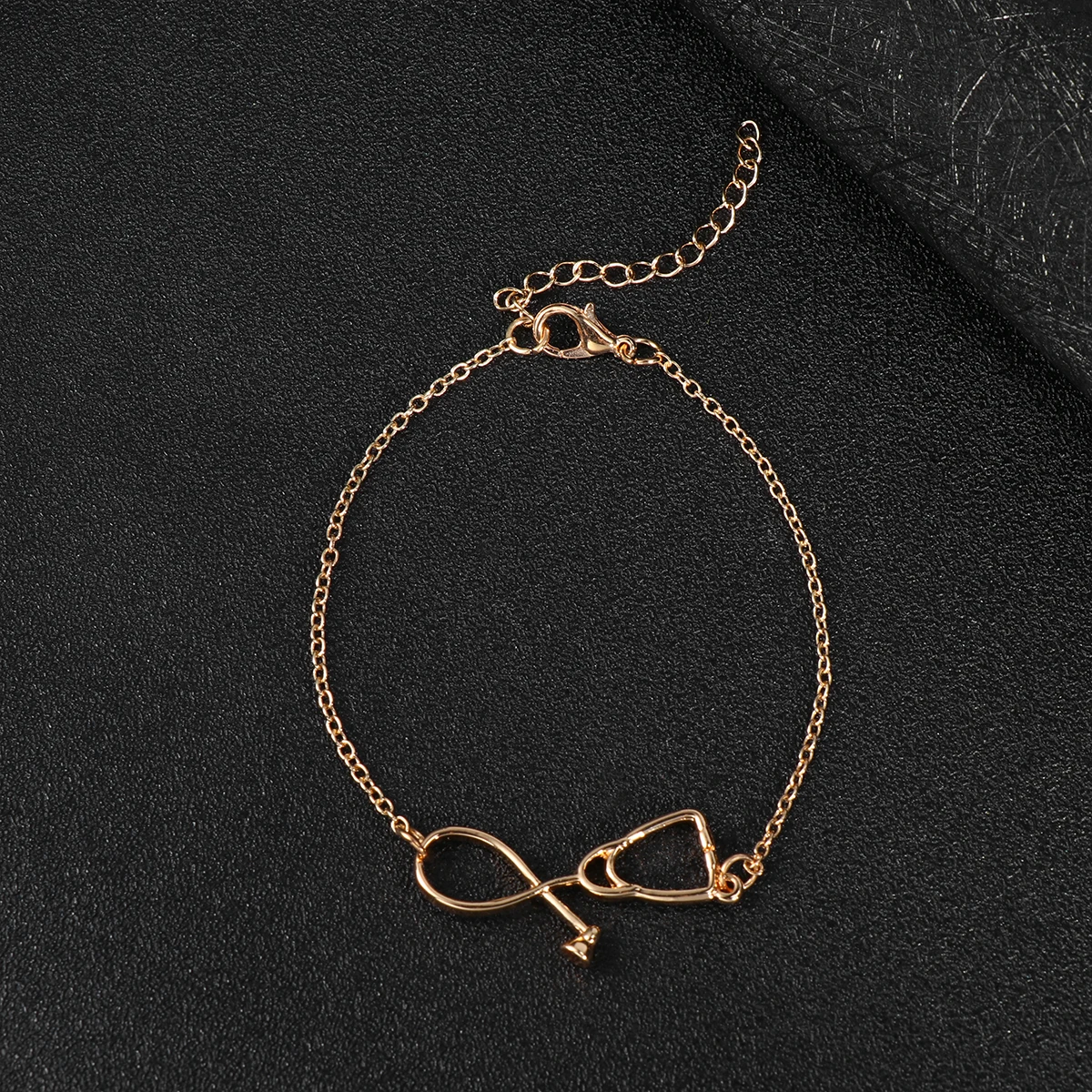   2 pezzi Il regalo braccialetto stetoscopio per intrecciare la catena da polso braccialetto in argento mano bambino