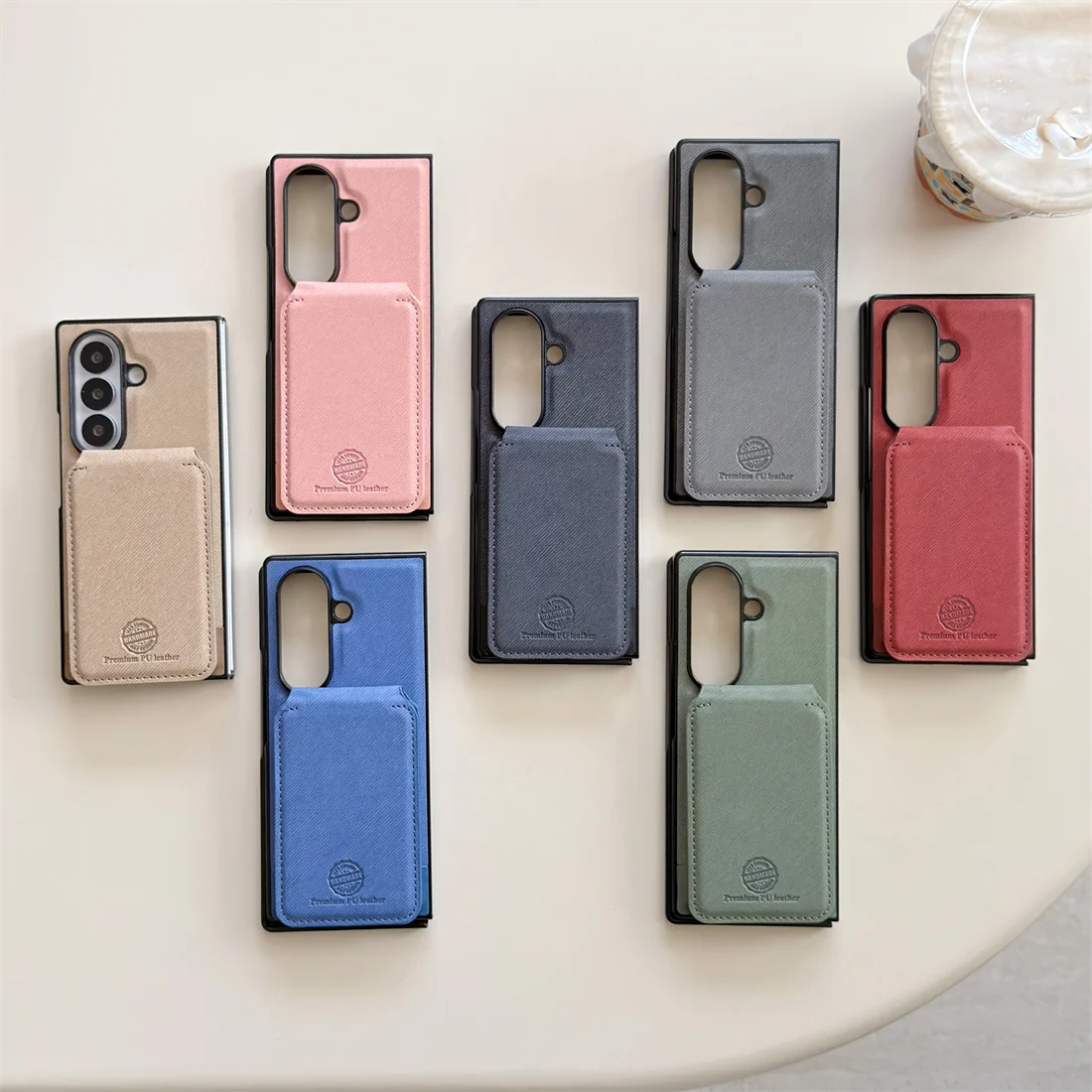 2 في 1 محفظة جلدية مغناطيسية بطاقات Solt قضية الهاتف لسامسونج غالاكسي أضعاف 7 6 5 4 3 حامل شحن لاسلكي الغطاء الواقي