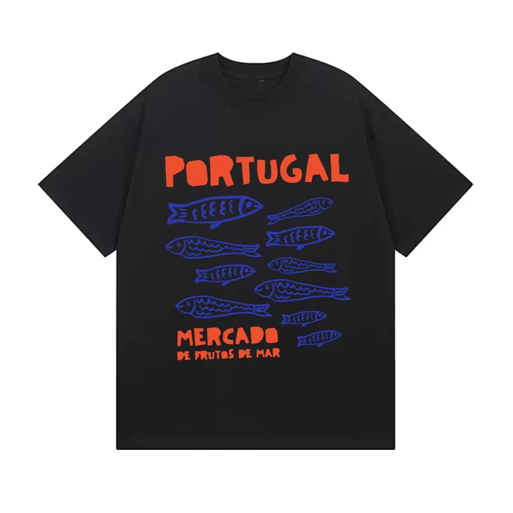 Portugal Sardines Tinned Fish Funny Meme T Shirt Men Women Vintage Harajuku Oversized T-shirts Casual Male Short Sleeve T-shirts