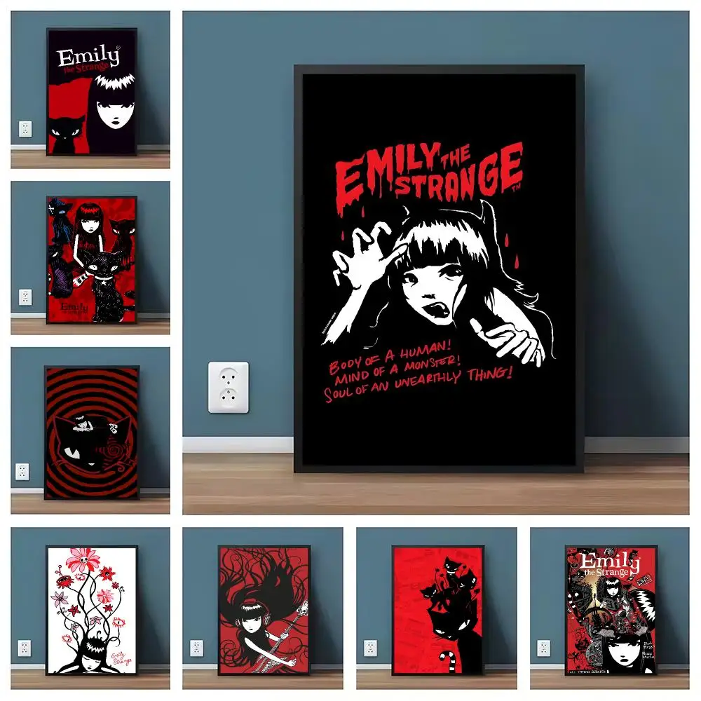 Japanese Anime E-Emily the Strange Poster Pegatina artistica HD autoadhesiva impermeable para salon dormitorio