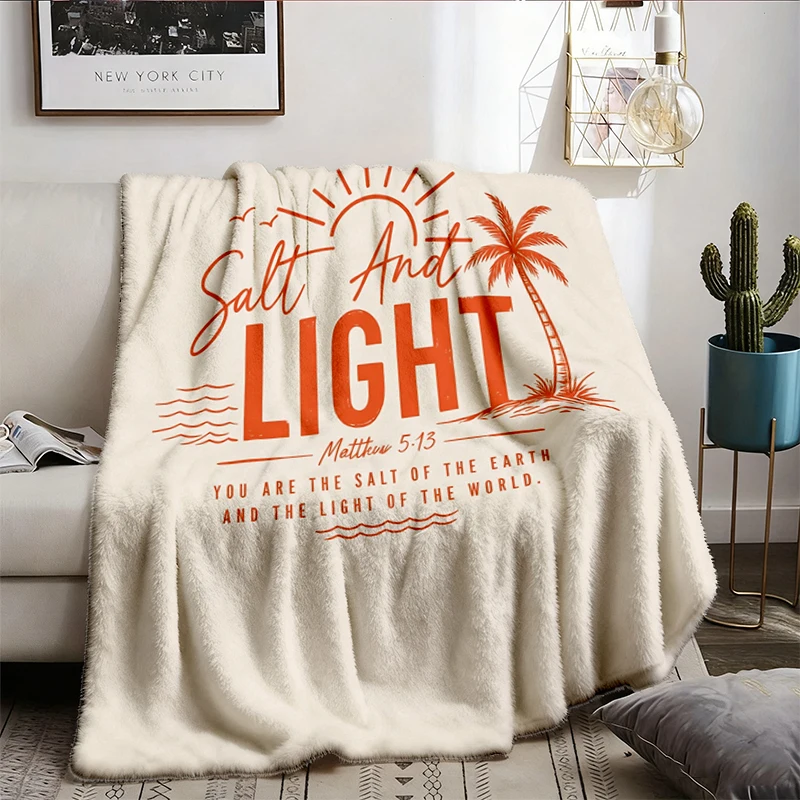 Salt and Light Flannel Blanket, Matthew 5, 13-14 Bible Verse Flannel Blanket, Christian Beach Flannel Blanket