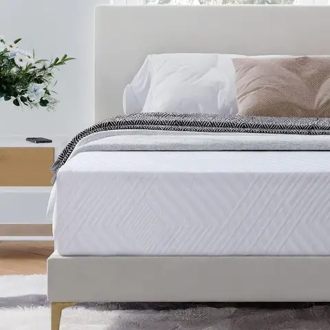 Colchão duplo em uma caixa com camada de gel de espuma viscoelástica de chá verde de 6 polegadas para regulação de temperatura Suporte médio firme CertiPURUS Ce