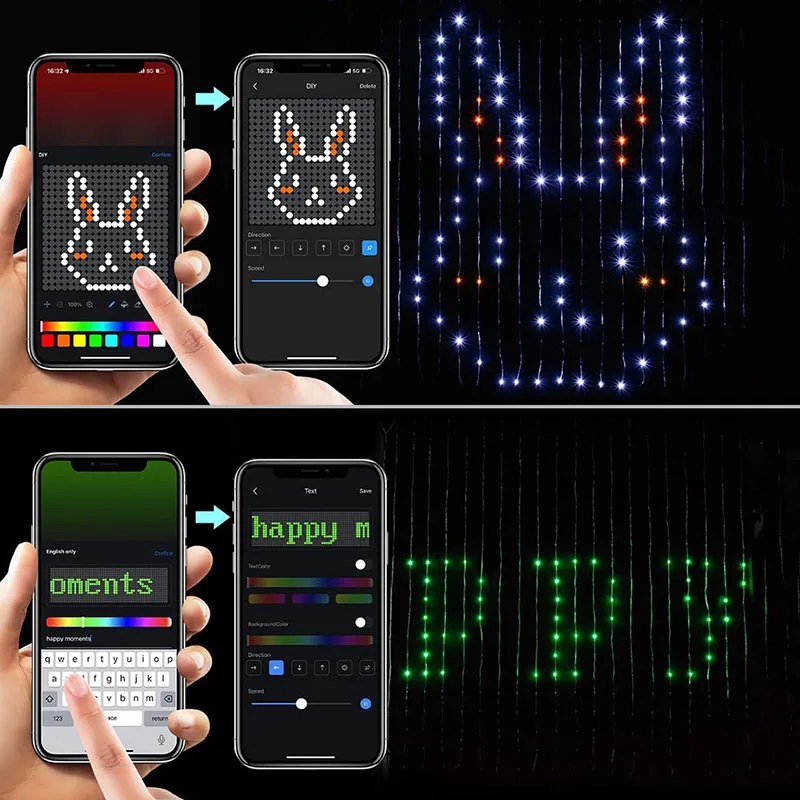 ستارة ذكية ضوء سلسلة RGB 400 LEDs بلوتوث APP التحكم عيد الميلاد الجنية ضوء لتقوم بها بنفسك للبرمجة صورة عرض ديكور الغرفة