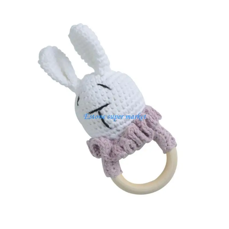 Anneau dentition en Crochet 090B, hochet lapin pour tout-petits, jouet pour bébé, cadeau dentition, tige molaire