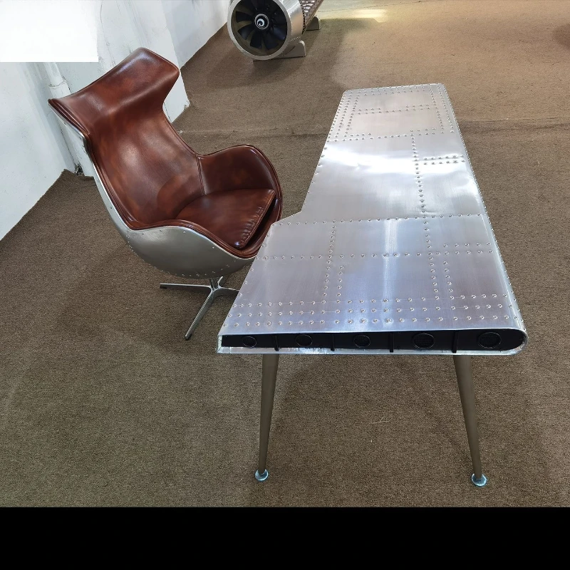 

Industrial style aluminum leather desk metal texture computer workbench business office, home study workbench