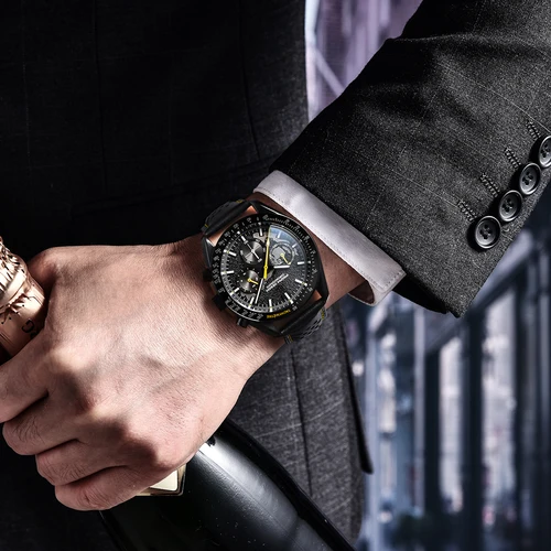 Imagen 2 del producto Reloj de Pulsera PAGANI DESIGN, Nuevo, Totalmente Negro, para Hombre, de Cuarzo, Luminoso, de Acero Inoxidable, Cronógrafo, con Correa de Cuero, 2026