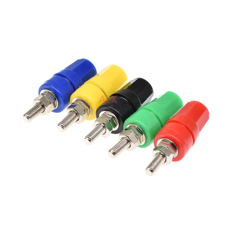 5pcs M4X36 Pure Copper Terminal 4mm Banana Jack Socket 20A Binding Post Banana Plug Connector