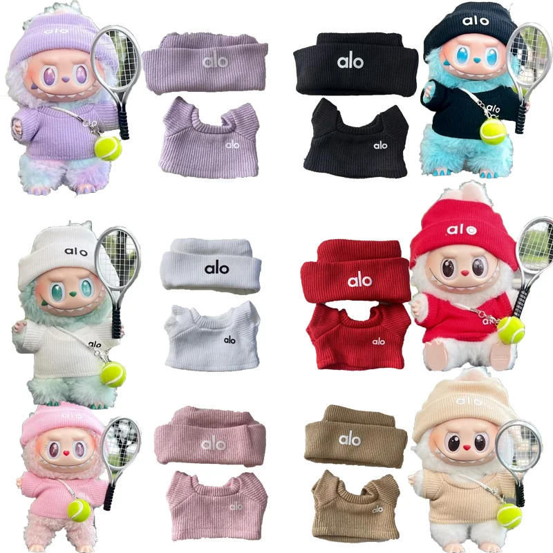 

Комплект одежды для куклы Лабубу 15-17 см: модная теннисная футболка, джинсы, брюки, бейсболка, вязаная одежда, трендовый стиль для идолов