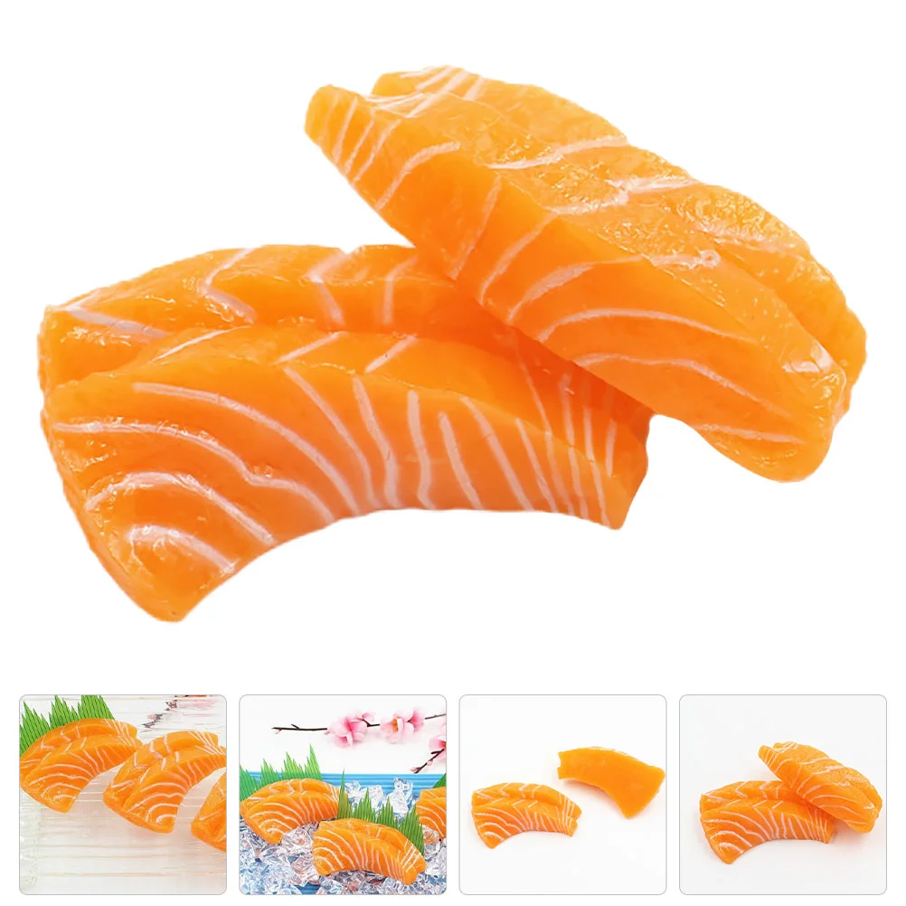 Salmon Fillet Model Plastic Food Toy for Kids Simulated Sashimi PVC Meat Prop Slice Decor Children's Toys Dining Room Table