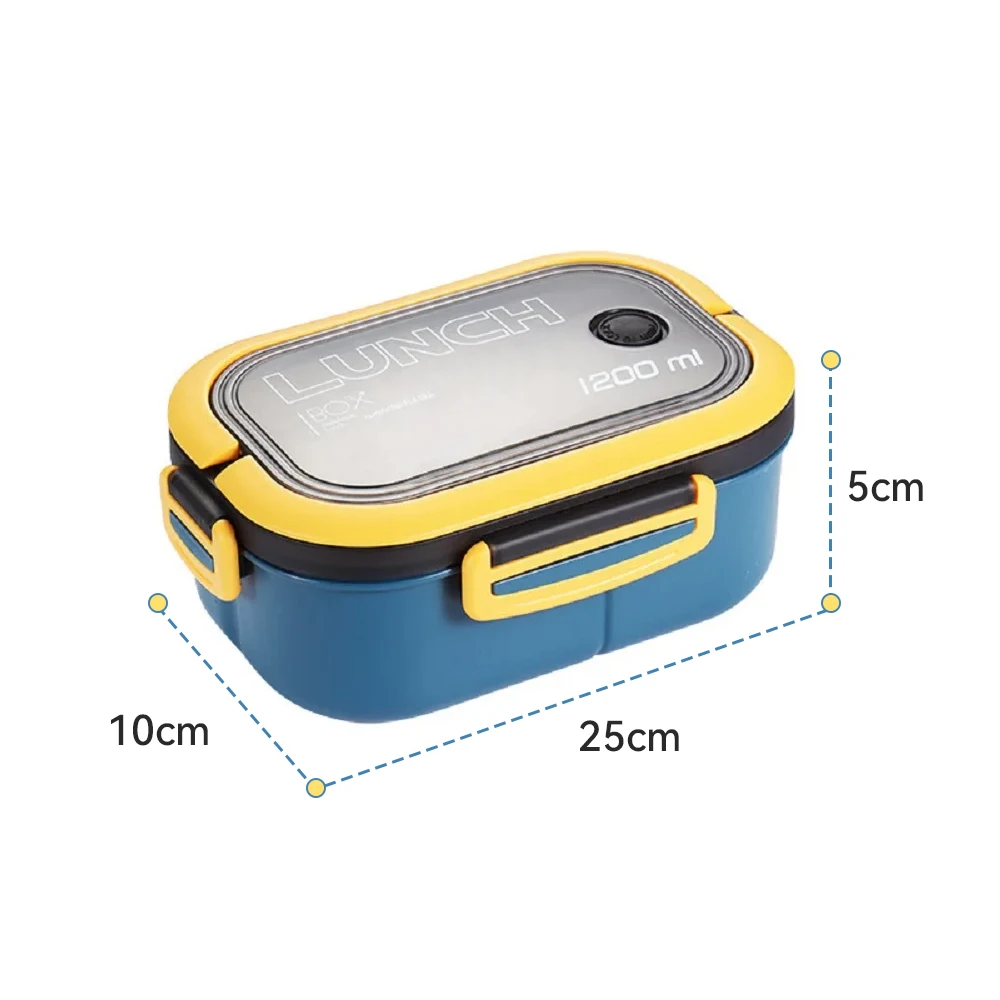 Plastic Oval Compartment Lunch Box with Multiple Layers with Fork Spoon with Handle Buckle Seal Student Office Worker Lunch