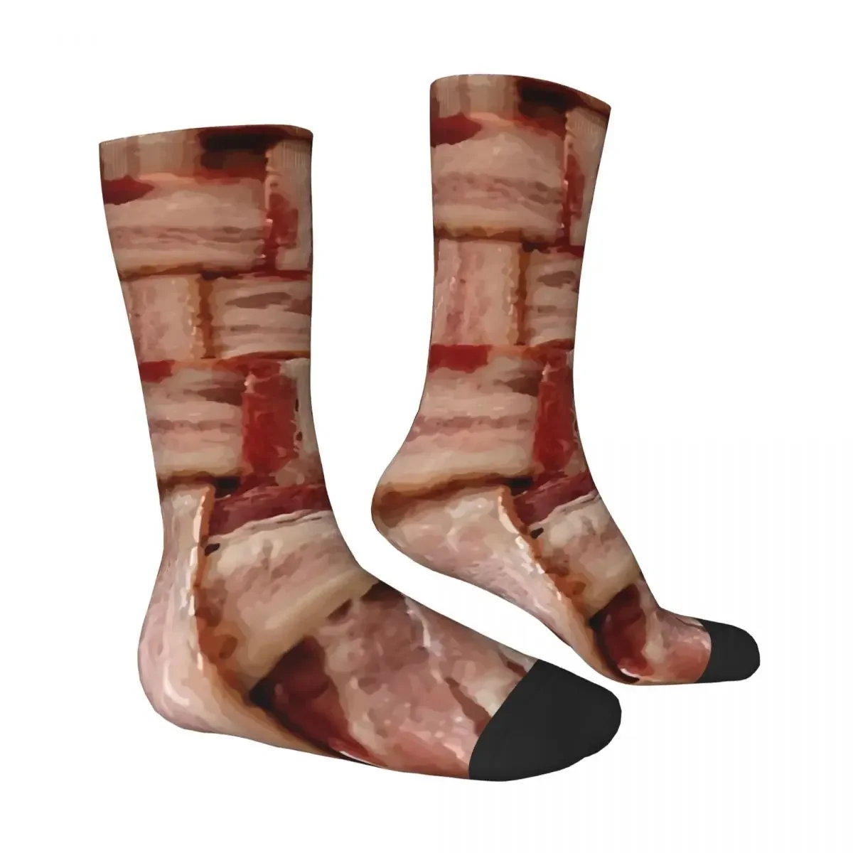 Kaus kaki desain pecinta Bacon Vintage Pria Wanita, kaus kaki basket bersirkulasi kaus kaki kru senang baru Harajuku uniseks