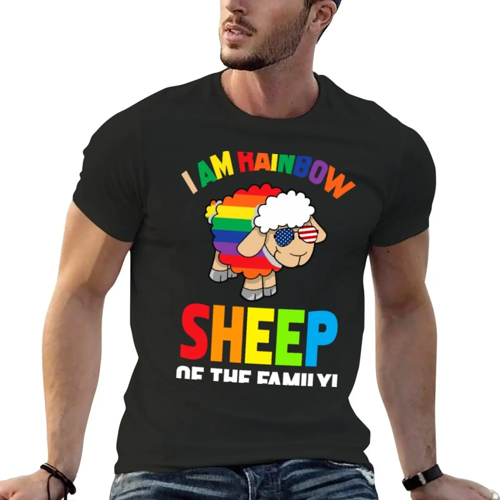 

I Am The Rainbow Sheep Of My Family T Shirt Gay Lg T-Shirt T-shirts man plus size tops street wear Short sleeve tee men