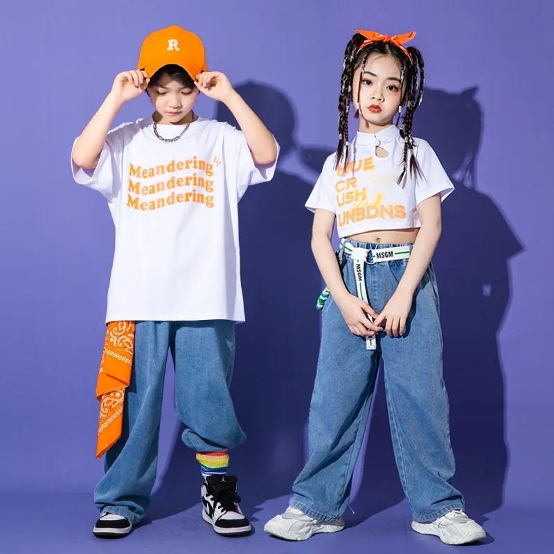 Boys hip-hop set hip-hop trendy children's street dance costumes girls jazz dance explosive street show performance costumes