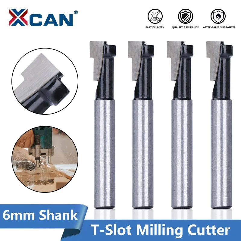 XCAN Router Bit 6mm Shank T-Slot Milling Cutter Set Hex Bolt Key Hole Bits T Slotting Milling Cutter for Woodworking Tool