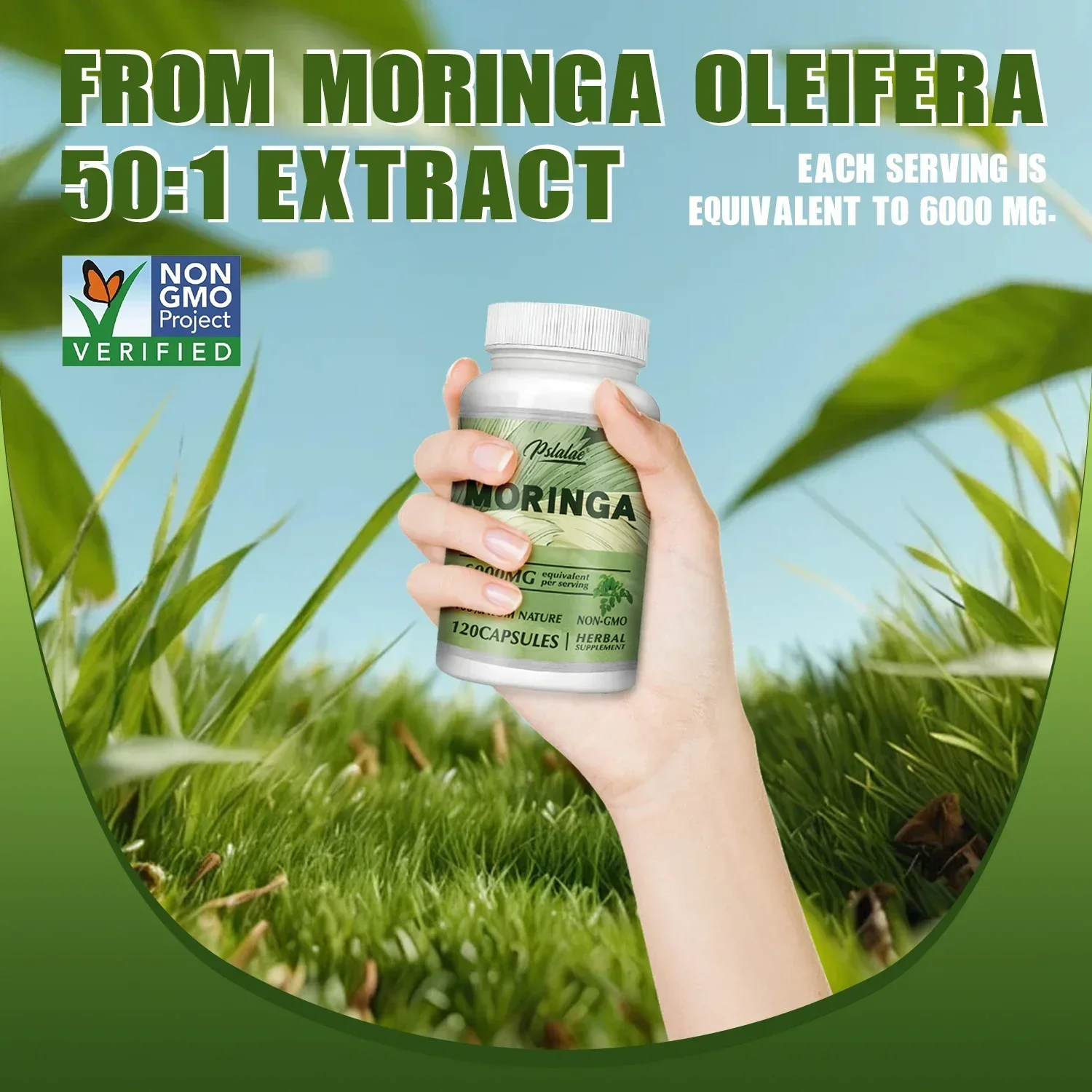 Moringa Capsules - Extra Potency 50:1 Extract Energizing Antioxidant, Cardiac Care, Cell Repair