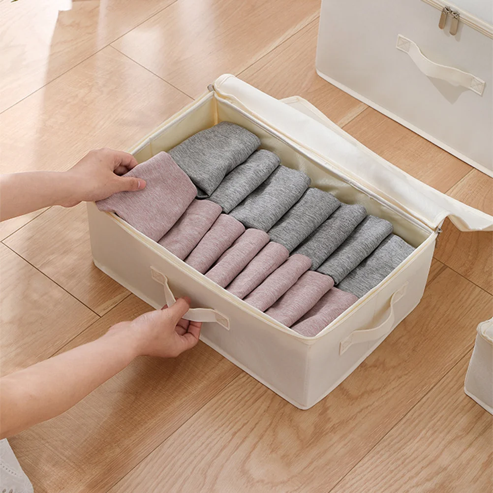 

Large Clothes Storage Box Foldable Oxford Fabric Organizer Zipper Design Dustproof Moldproof Storage Bin for Clothing Blankets