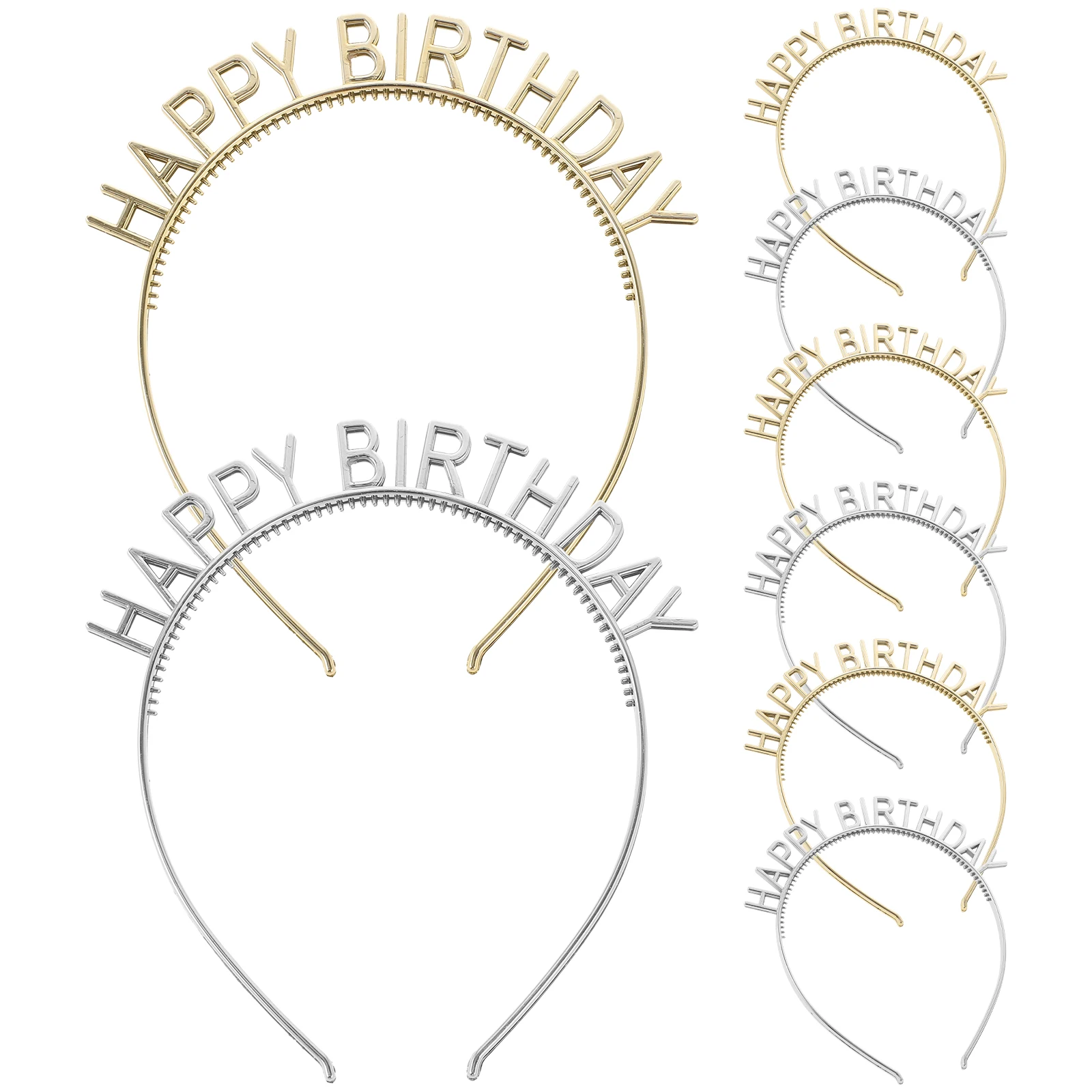 

10pcs Birthday Golden Silver Comfortable Holiday Headbands For Adults Lightweight Party Hair Bands Adults Festive Decorations