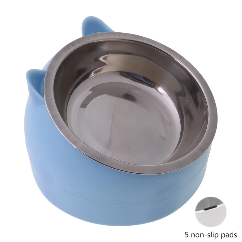 Stainless Steel for Cat Dog Bowl 15°Slanted Non-slip Pet Utensils Puppy Feeding Container Drop shipping