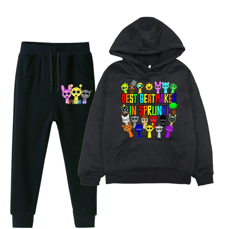 

New Best Beatmaker In Sprunki Print Hoodie+Pants Set Boys Sportswear Girls Clothes Kids Fashion Incredibox Game Sweatsuit Suits