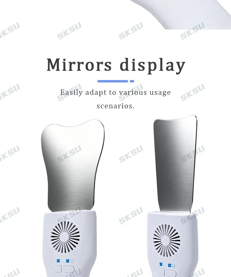 SKSU Dental-Antibeschlagspiegel-Set, beschlagfrei, intraorale Fotografie, Edelstahlspiegel mit LED-Licht, kieferorthopädische Reflektoren – Detail 5