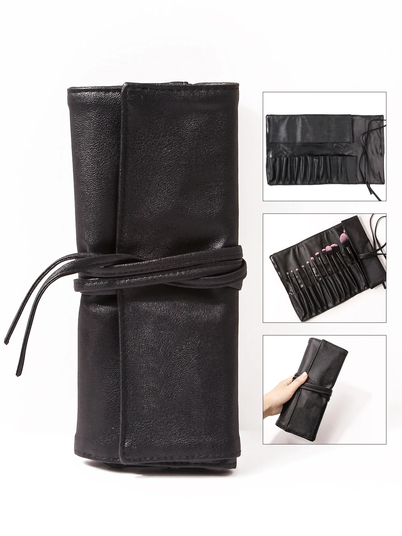 

Black PU Foldable Makeup Brush Case Storage Holder Cosmetics Bag Multipurpose Useful Organizer Folding Pouch