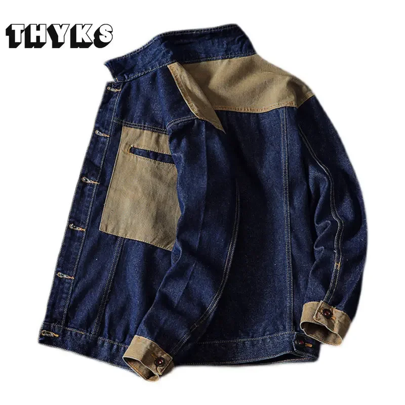 

2023 Autumn Motor Denim Jacket Foe Men High Street Patchwork Vintage Chaqueta Masculina Classic Baggy Multi-pockets Coats Men