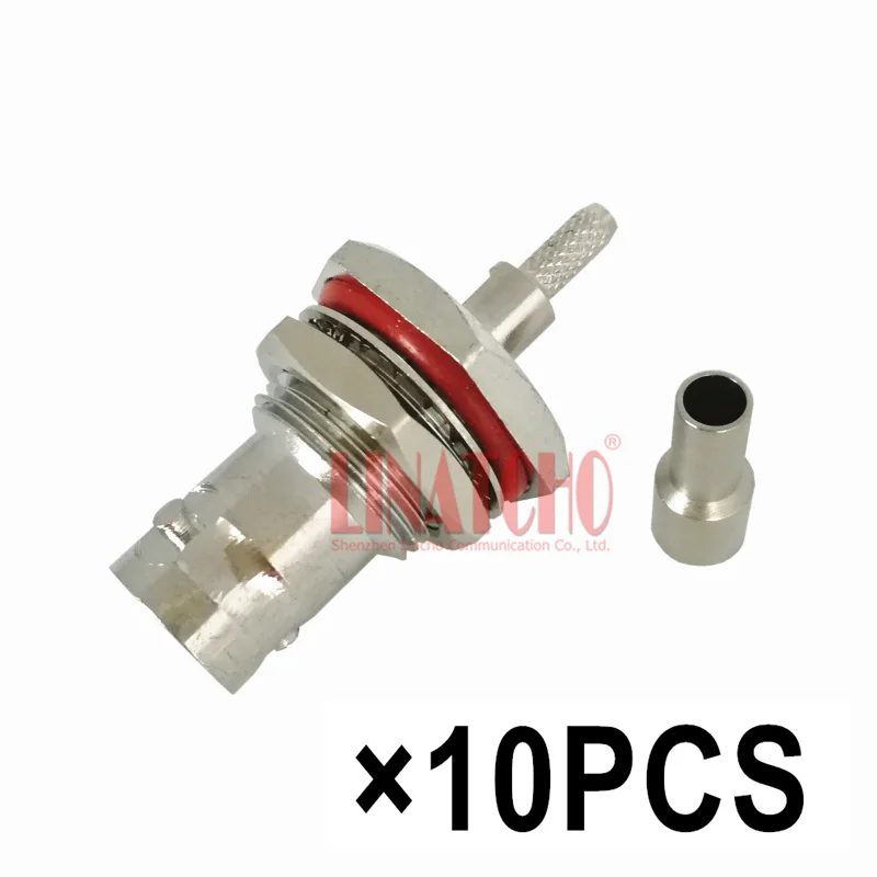 10PCS Nickel Plated Waterproof RF Coaxial RG316 RG174 LMR100 Crimp BNC Female Jack Connector