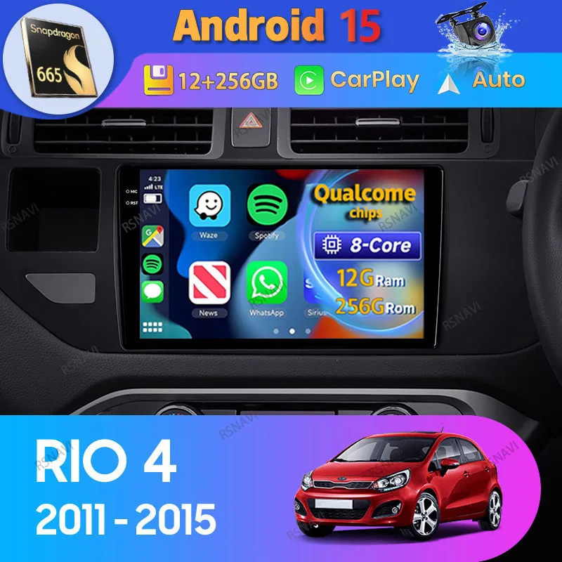 

Android 15 Carplay Auto For Kia RIO 4 K3 2011 - 2015 Right hand drive Car Radio Navigation 2Din Stereo Player Video Head Unit BT